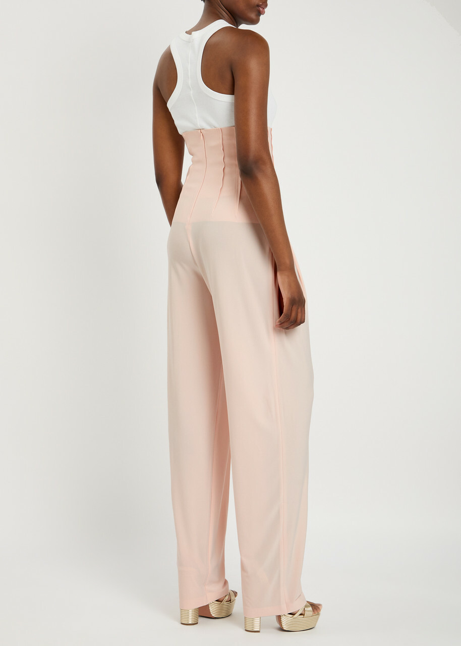 Norma Kamali High Waist Stretch-jersey Trousers Light Pink