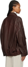 Róhe Brown Grain Leather Aviator Jacket