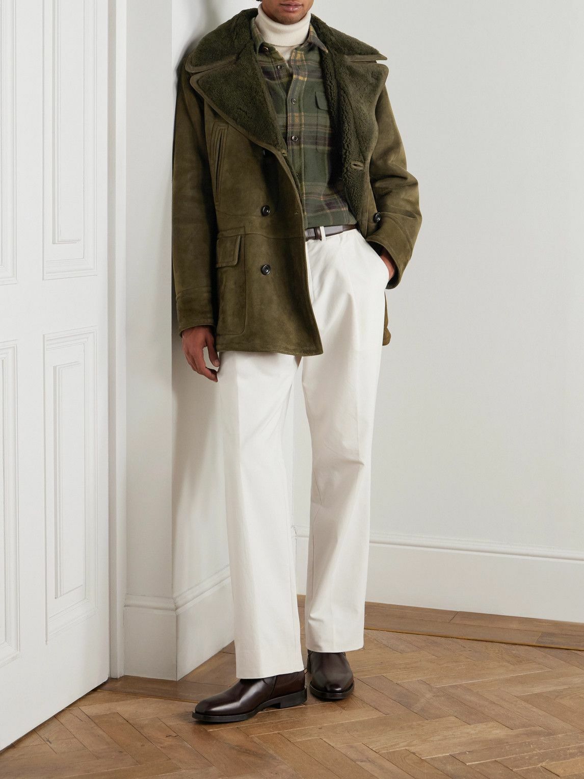 Ralph Lauren Purple label - Double-Breasted Shearling Jacket - Green