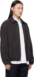 ssstein Brown Silk Nylon Collared Zip Jacket