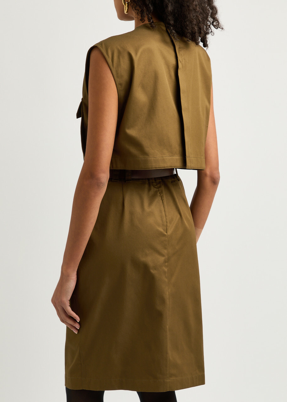 ワンピース SAINT LAURENT BROWN COTTON DRESS Saint Laurent Belted Cotton Dress Brown Saint Laurent