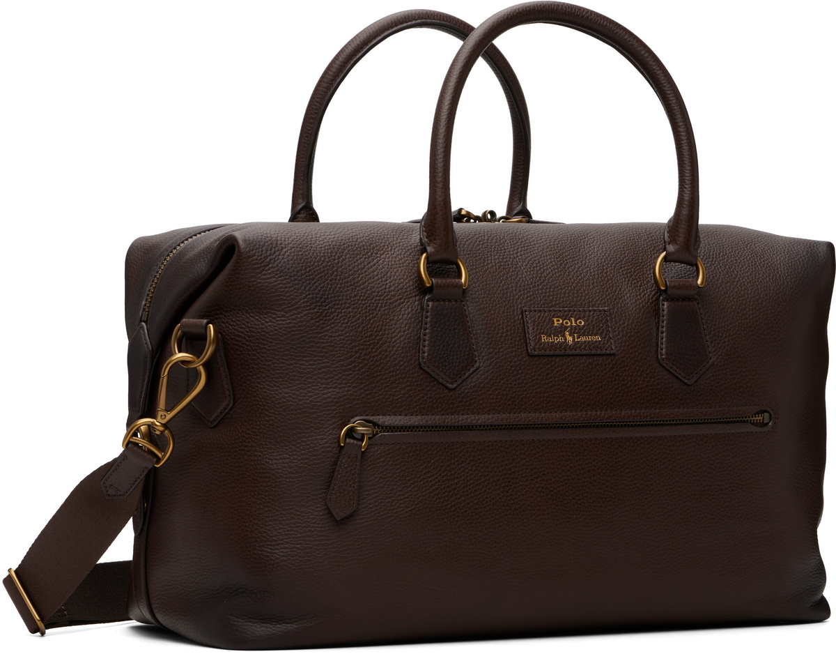 Polo Ralph Lauren Brown Pebbled Leather Duffle Bag