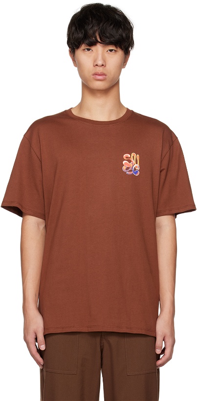 Photo: Saturdays NYC Brown Airbrush Flower T-Shirt