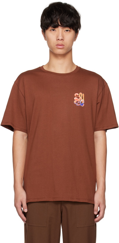 Photo: Saturdays NYC Brown Airbrush Flower T-Shirt