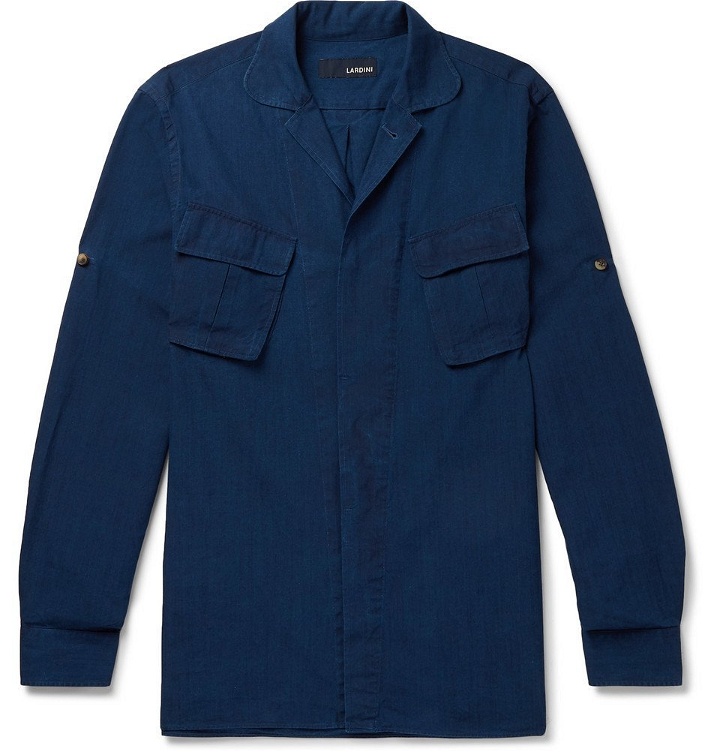 Photo: Lardini - Camp-Collar Cotton Shirt - Men - Navy