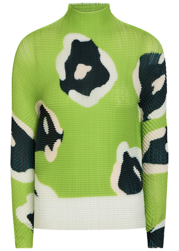 Photo: Issey Miyake Printed Pleated Woven top Green