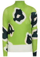 Issey Miyake Printed Pleated Woven top Green