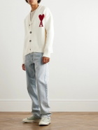 AMI PARIS - Logo-Intarsia Merino Wool Cardigan - Neutrals