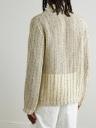Séfr - Marquis Oversized Striped Open-Knit Bouclé Polo Shirt - Neutrals