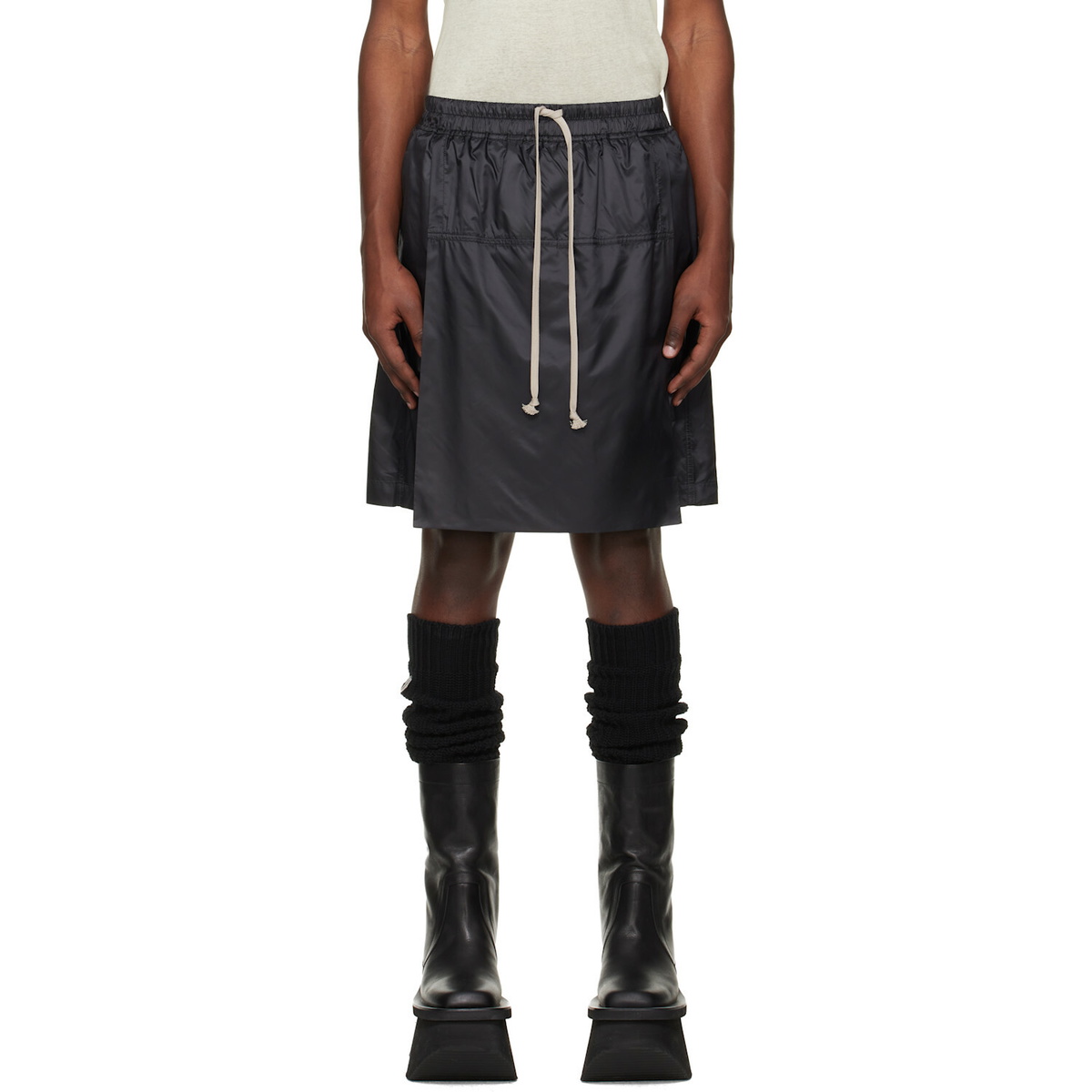 Rick Owens Moncler + Rick Owens Black Kilt Shorts