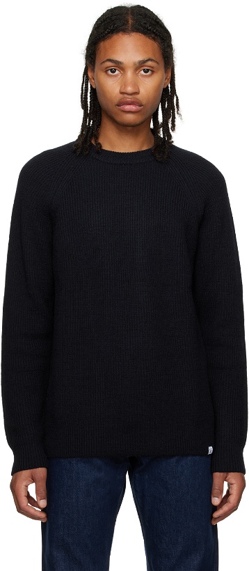 Photo: NORSE PROJECTS Navy Roald Sweater