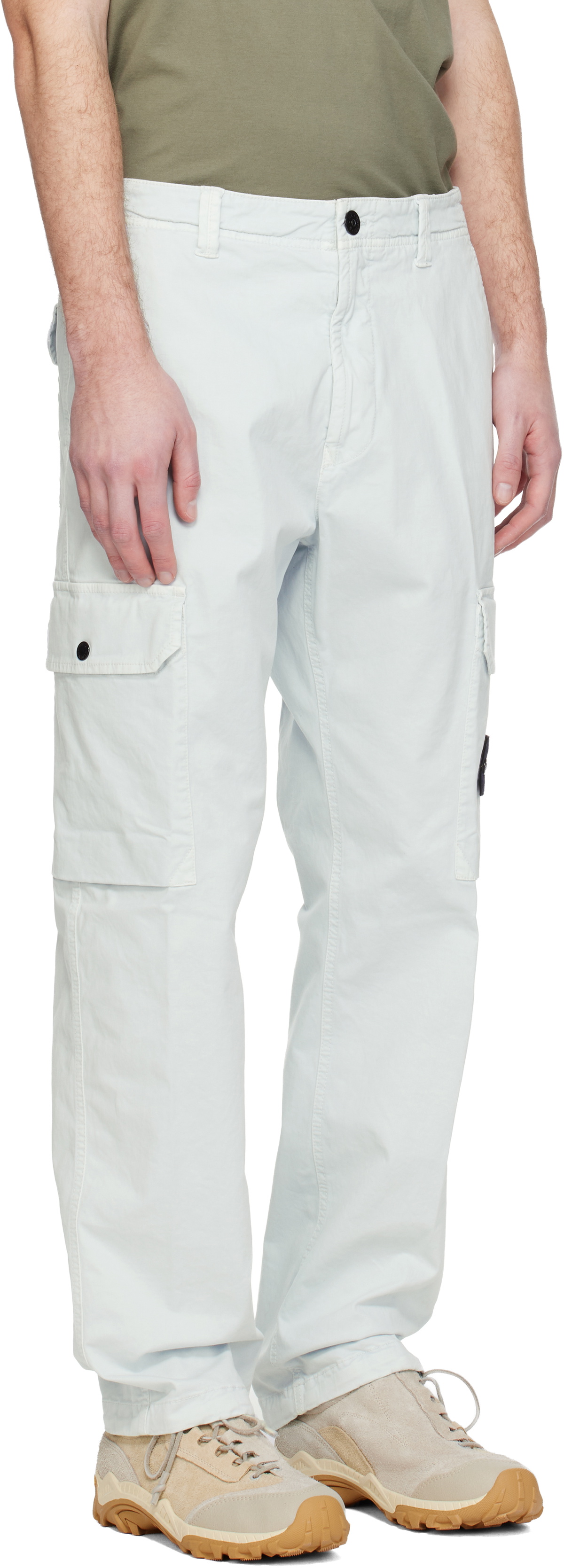Stone Island Blue 3100011 Organic Broken Twill Old Effect Cargo Pants
