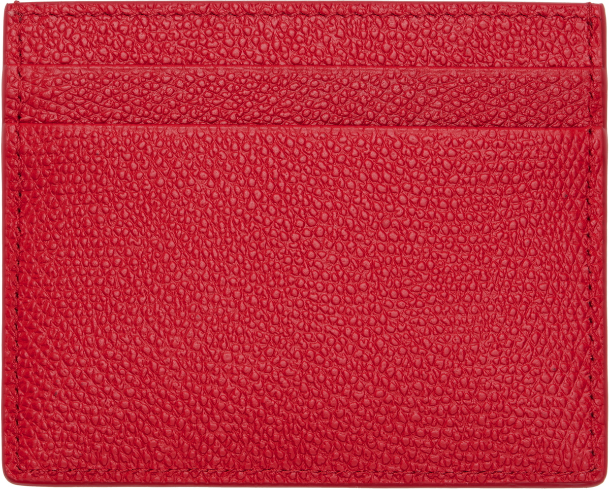 Valentino Garavani Red VLogo Signature Grainy Calfskin Card Holder