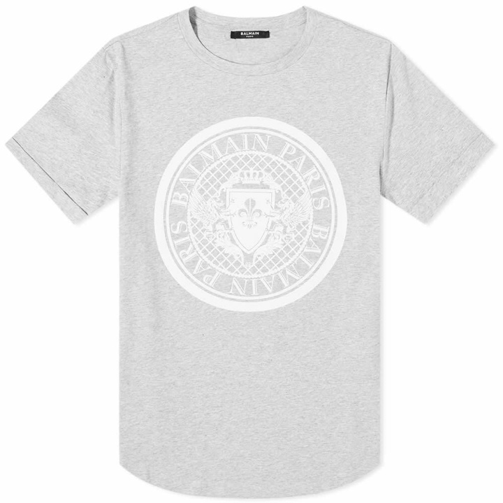Photo: Balmain Men's Flocked Coin T-Shirt in Grey/White