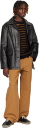 MM6 Maison Margiela Black Sports Leather Jacket