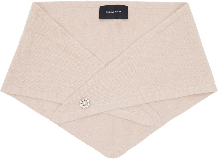 Photo: Simone Rocha Pink Embellished Cashmere Neckerchief Scarf