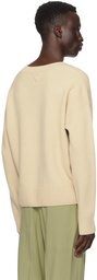 AMI Paris Beige Cropped Sweater