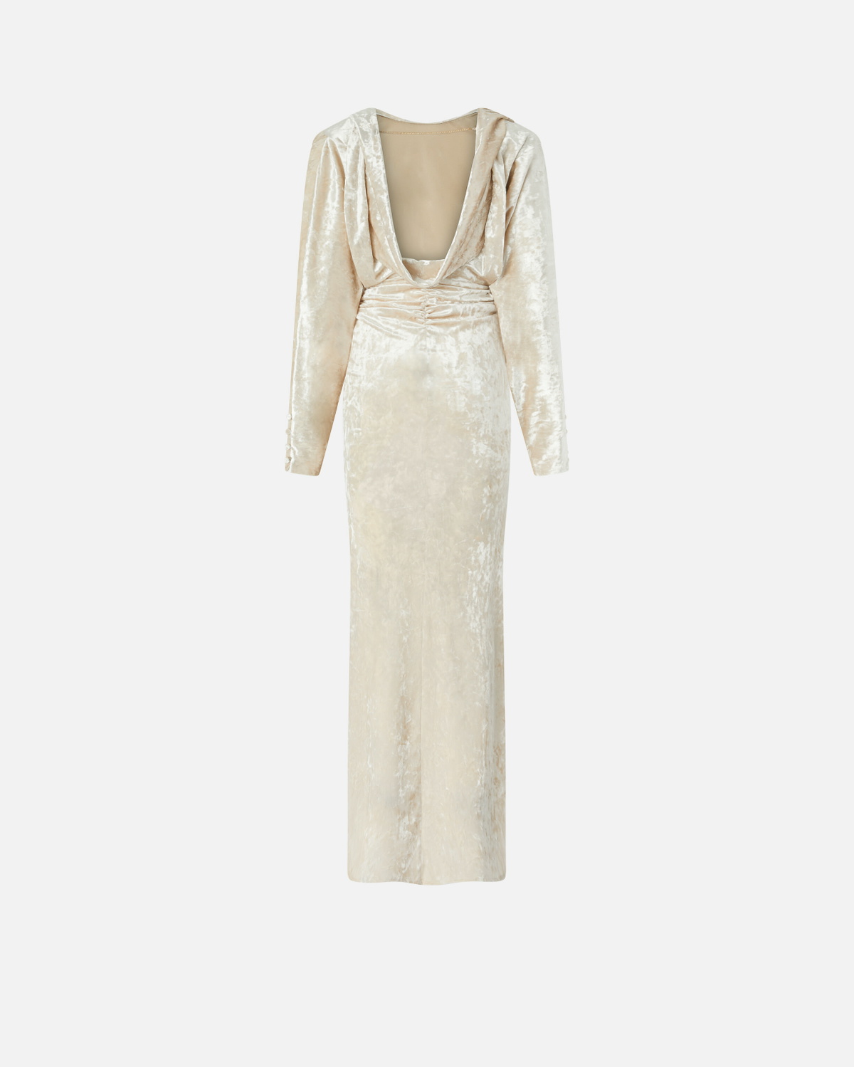 Pinko Long Velvet Dress With Open Back Vanilla Ice Cream White