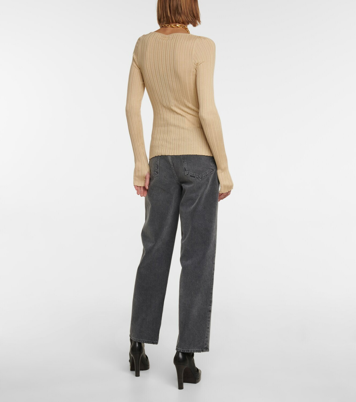 Petar Petrov Teva ribbed-knit silk top