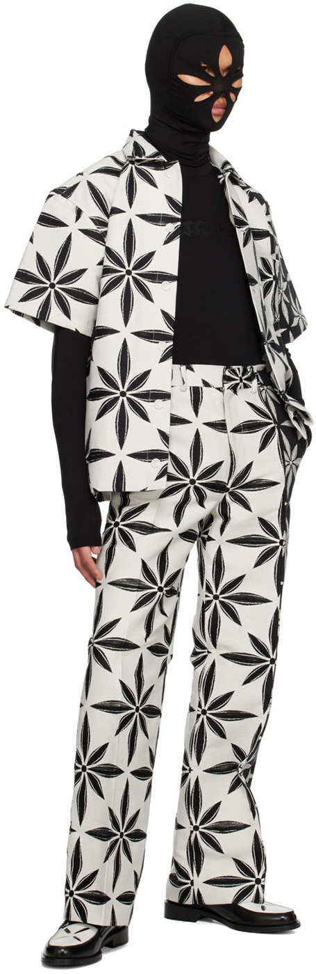 KUSIKOHC Black & White Floral Trousers