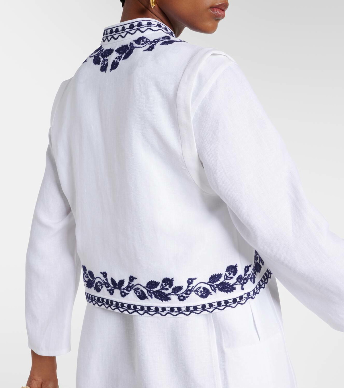 Loro Piana Dabney embroidered linen vest
