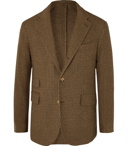 MAN 1924 - Green Kennedy Slim-Fit Unstructured Puppytooth Silk and Wool-Blend Blazer - Brown