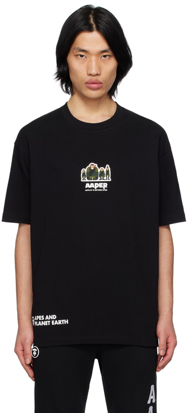 Photo: AAPE by A Bathing Ape Black Rubberized T-Shirt