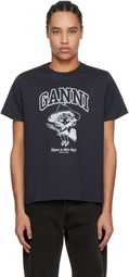 GANNI Black Basic Cotton Witch Relaxed T-shirt
