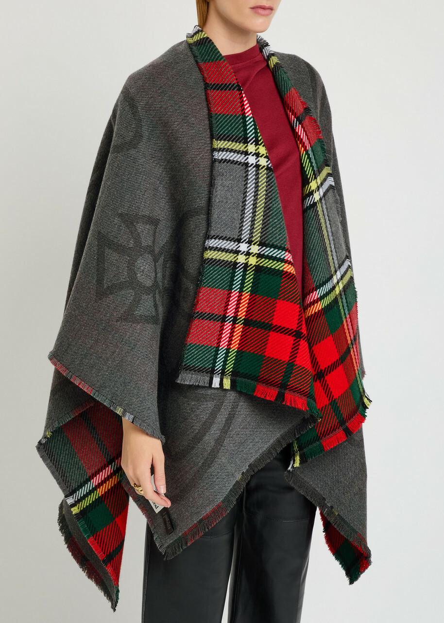 Vivienne Westwood Reversible Tartan Wool Poncho - Red - One Size