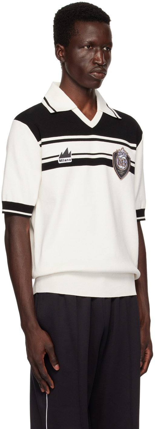 Dolce&Gabbana White & Black Striped Polo Dolce & Gabbana