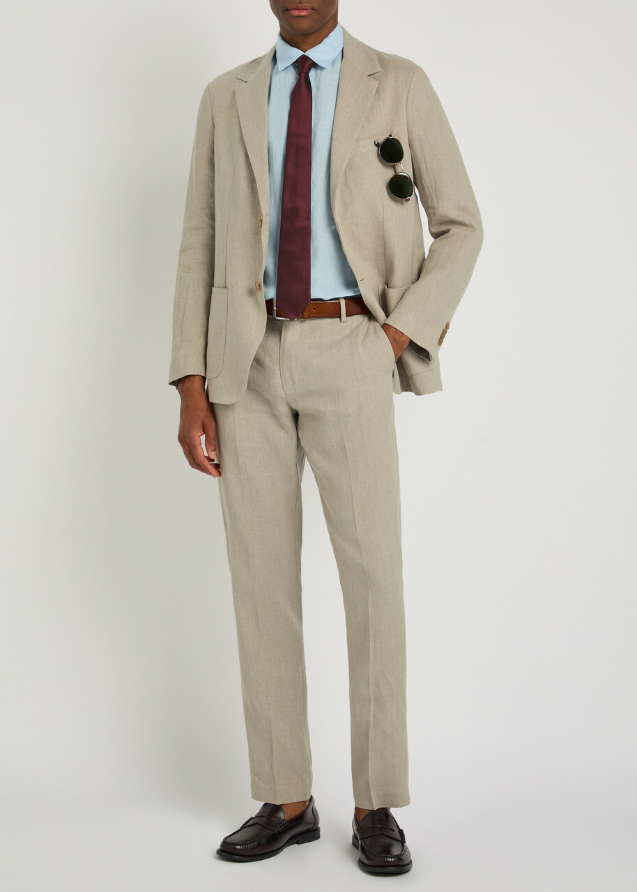 Sunspel Tapered-leg Linen Trousers Sand