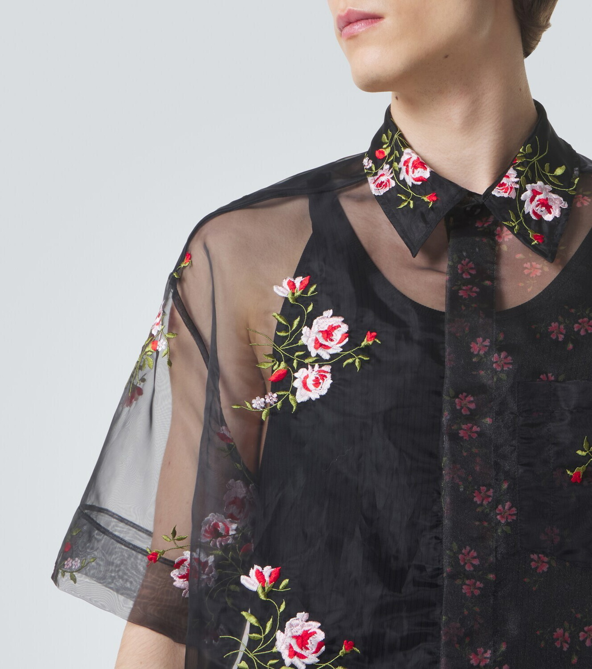 Simone Rocha Floral sheer organza shirt