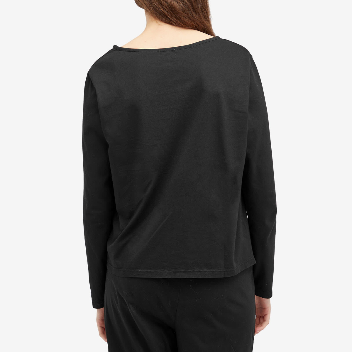 DONNI. Women's Jersey Bow Long Sleeve Top in Jet