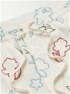 Corridor - Straight-Leg Embroidered Linen and Cotton-Blend Drawstring Shorts - Neutrals