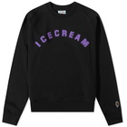 ICECREAM Men's Flock Logo Crew Sweat in Black