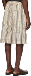 COMMAS Beige Rope Stripe Pocket Shorts