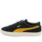 Puma Men's Suede VTG Hairy Suede Sneakers in Black/Mustard Seed/Whisper White