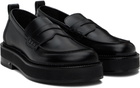 AMI Paris Black Leather Anatomical Toe Loafers