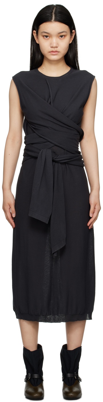 LEMAIRE Gray Knotted Midi Dress Lemaire
