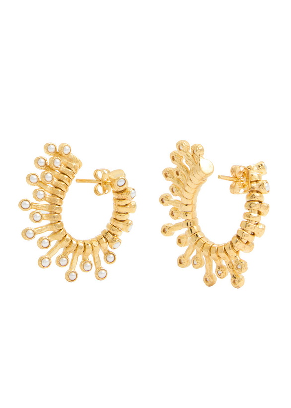 Photo: Joanna Laura Constantine Wave Pearl-embellished 18kt Gold-plated Earrings - One Size