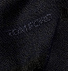 TOM FORD - Herringbone Wool Scarf - Blue