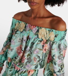 Camilla Floral off-shoulder silk minidress