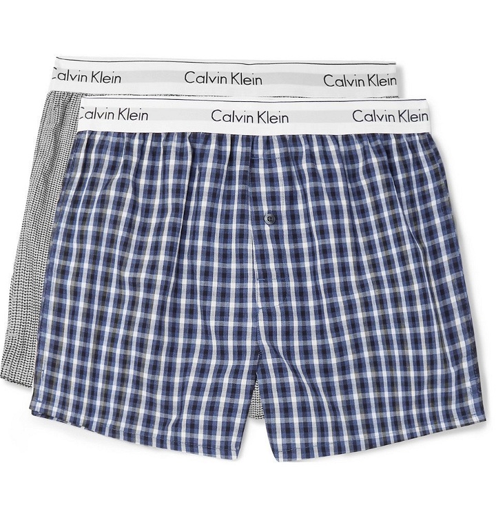 Photo: Calvin Klein Underwear - Two-Pack Printed Cotton Boxer Shorts - Men - Blue