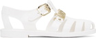 Moschino White Jelly Lettering Logo Sandals