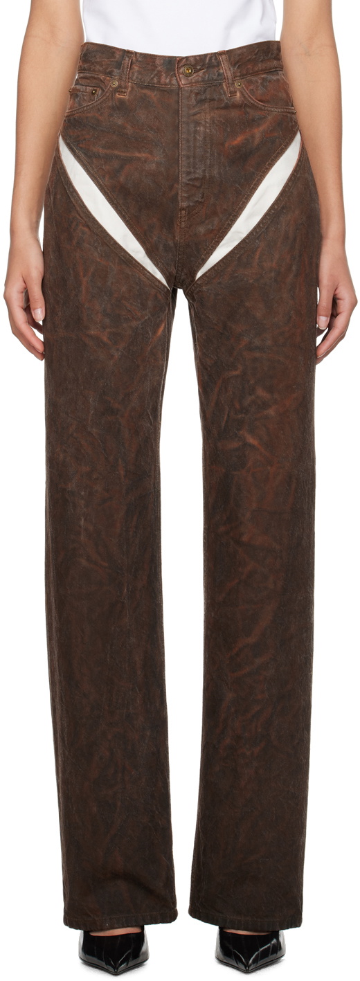 Y/Project SSENSE XX Brown Cut-Out Jeans Y/Project