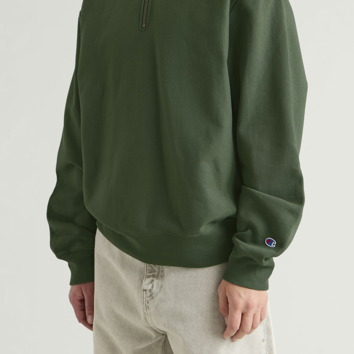 Champion Men's Reverse Weave Half Zip Sweatshirt in Green