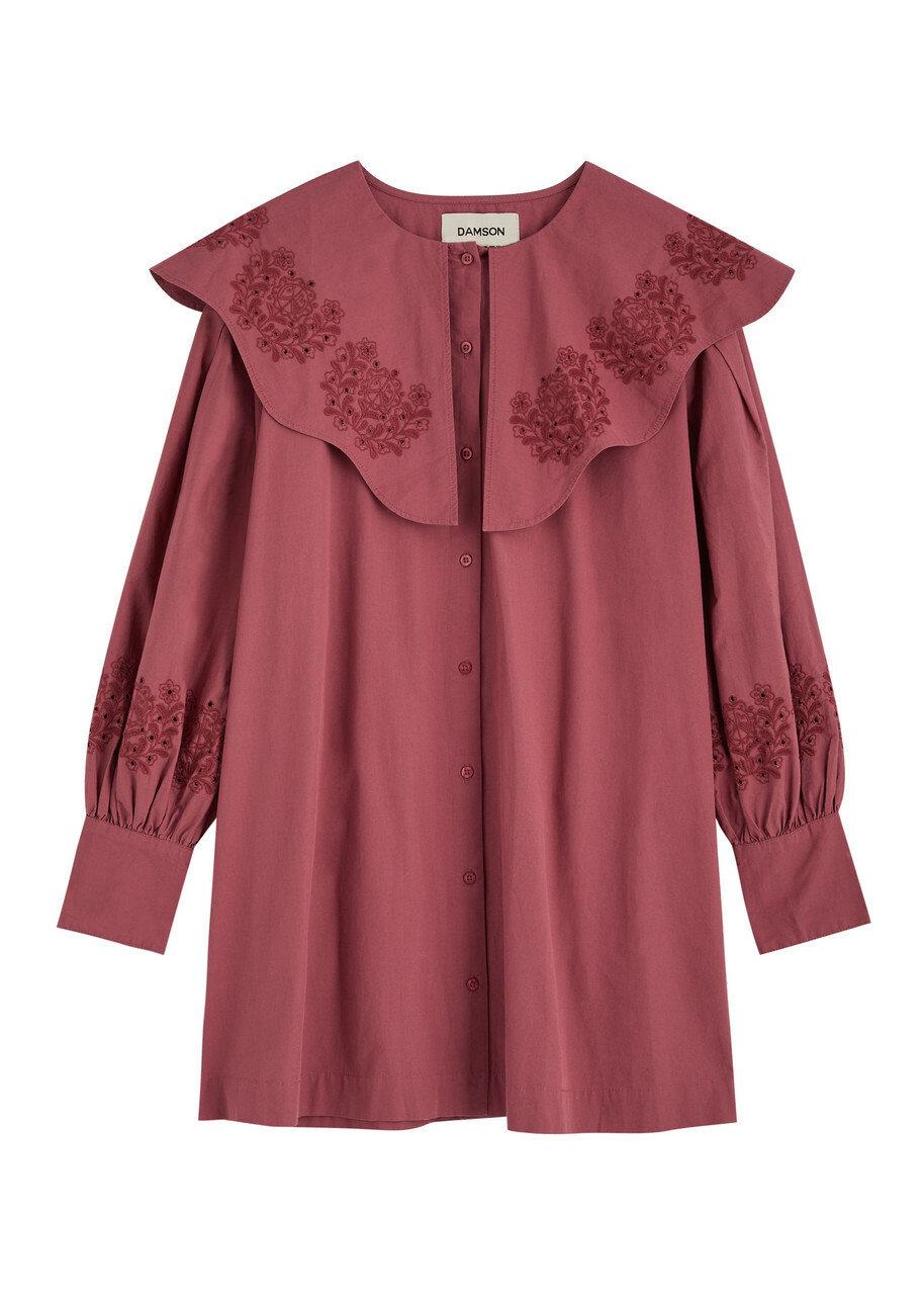 Damson Madder Mimi Broderie Anglaise Cotton Mini Dress Rose