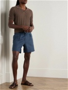 Stòffa - Wide-Leg Pleated Linen Shorts - Blue