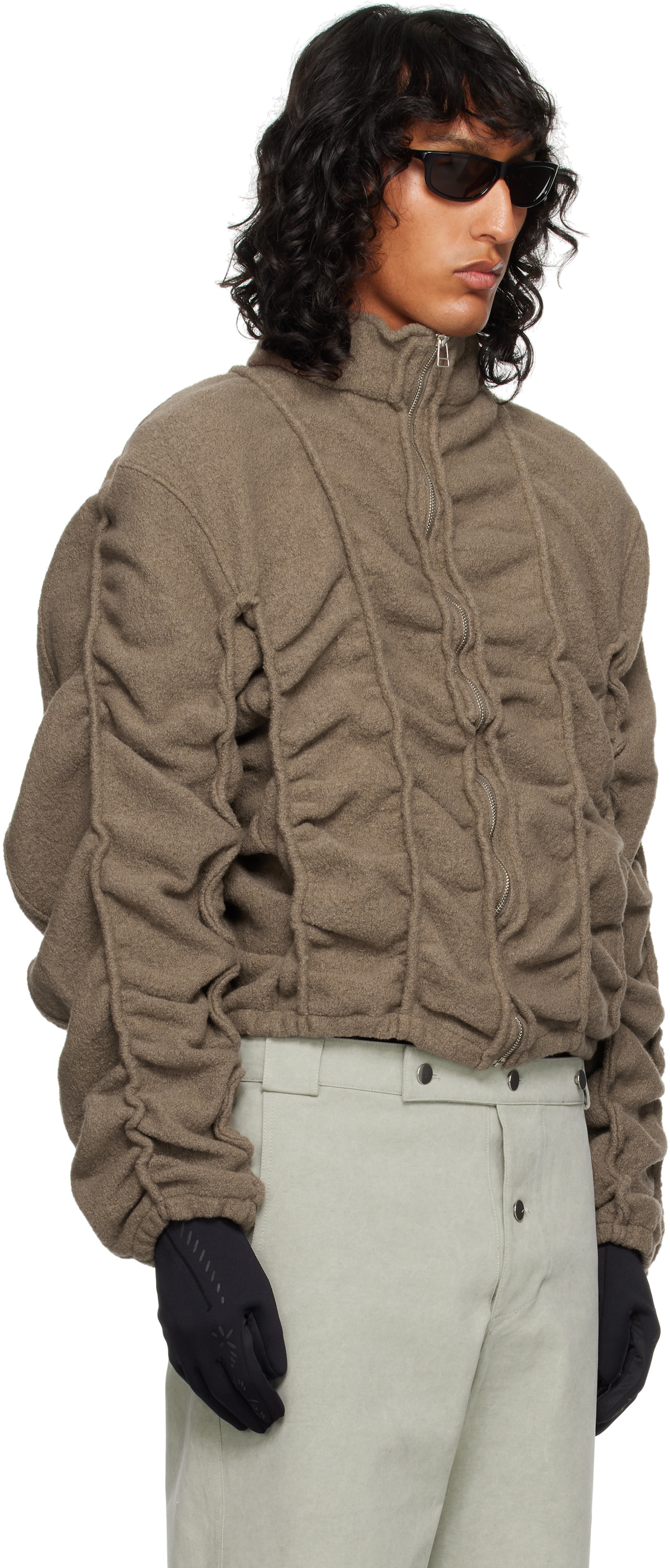 Tondolo Brown Felt Wool Jacket