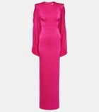 Alex Perry Caped satin crêpe gown
